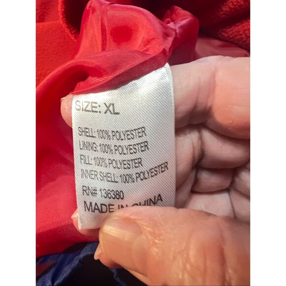 Pro line Men’s 2 in 1 Vintage New York Giants blue puffer jacket with red Fleec - Picture 5 of 7